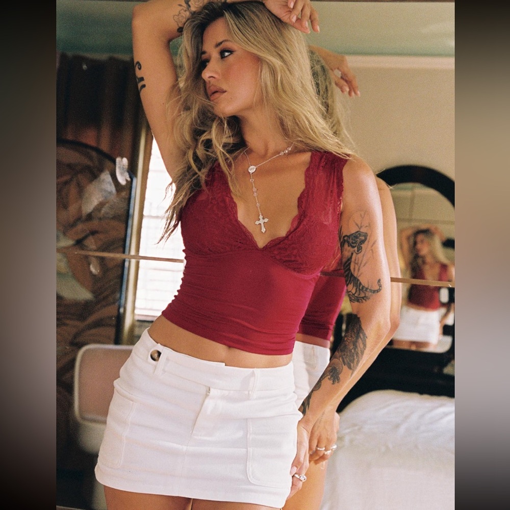 Princess Polly white mini skirt